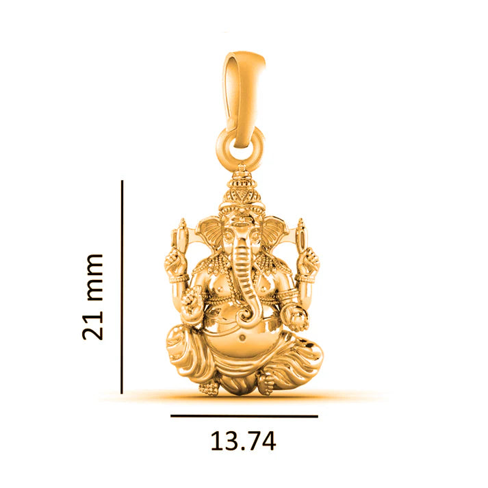 22 CT Gold Plated Silver (92.5% purity)God Ganesh Pendant for Men, Boys Girls and Women