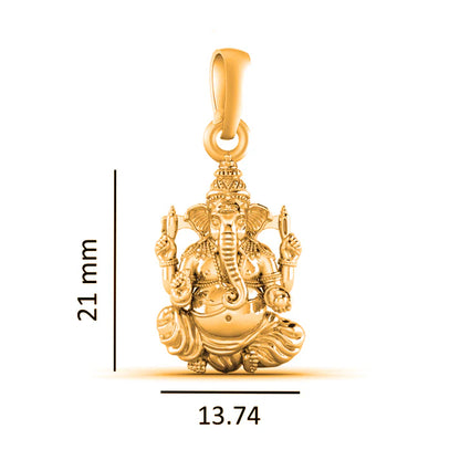 22 CT Gold Plated Silver (92.5% purity)God Ganesh Pendant for Men, Boys Girls and Women