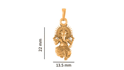 22 CT Gold Plated Silver (92.5% purity)God Ganesh Pendant for Men, Boys Girls and Women