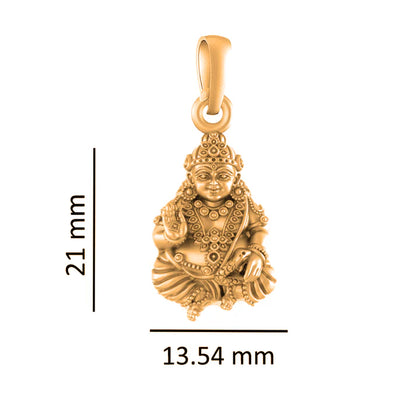 22 CT Gold Plated Silver (92.5% purity) God Kuber Pendant for Men and Women