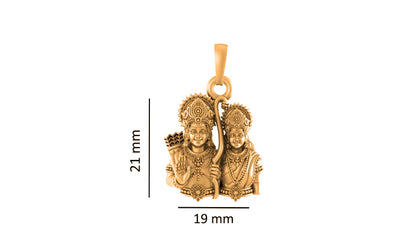 22 CT Gold Plated Silver (92.5% purity) God Ram and Maa Sita Pendant for Men and Women