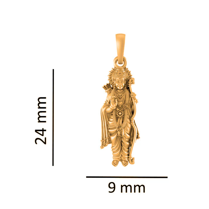 22 CT Gold Plated Silver (92.5% purity) God Ram Pendant for Men and Women