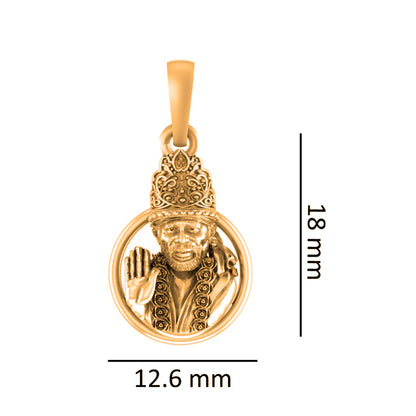 22 CT Gold Plated Silver (92.5% purity) God Sai baba Pendant for Men and Women