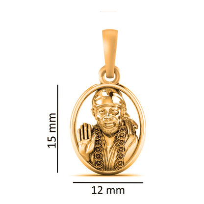 22 CT Gold Plated Silver (92.5% purity) God Sai baba Pendant for Men and Women