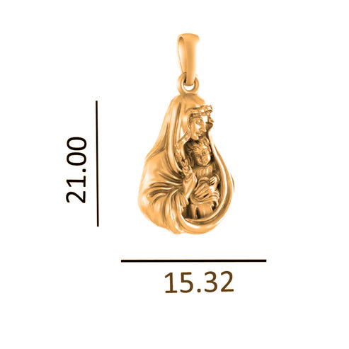 22 CT Gold Plated Silver (92.5% purity) God Mother Mary Pendant for Men and Women