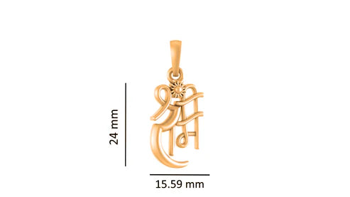 22 CT Gold Plated Silver (92.5% purity) God Ram Pendant for Men and Women