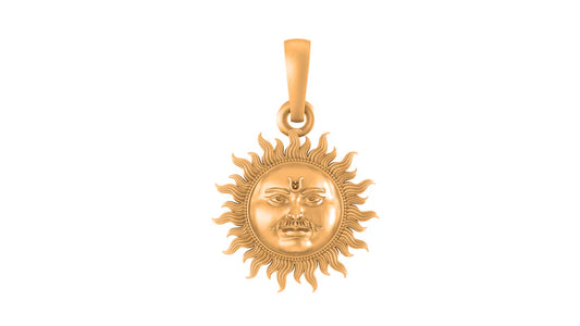 22 CT Gold Plated Silver (92.5% purity) Divine God Sun Pendant for Men and Women