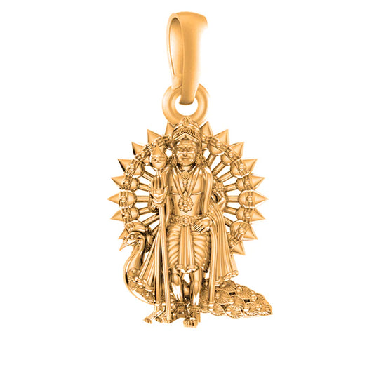22 CT Gold Plated Silver (92.5% purity) God Kartikeya Pendant for Men and Women