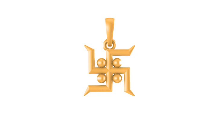 22 CT Gold Plated Silver (92.5% purity) Spiritual Swastik Symbol Pendant for Men and Women