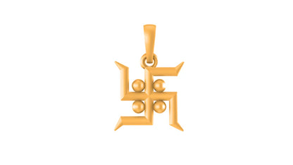 22 CT Gold Plated Silver (92.5% purity) Spiritual Swastik Symbol Pendant for Men and Women