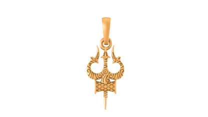 22 CT Gold Plated Silver (92.5% purity) Spiritual Shiva Trishul Pendant for Men and Women