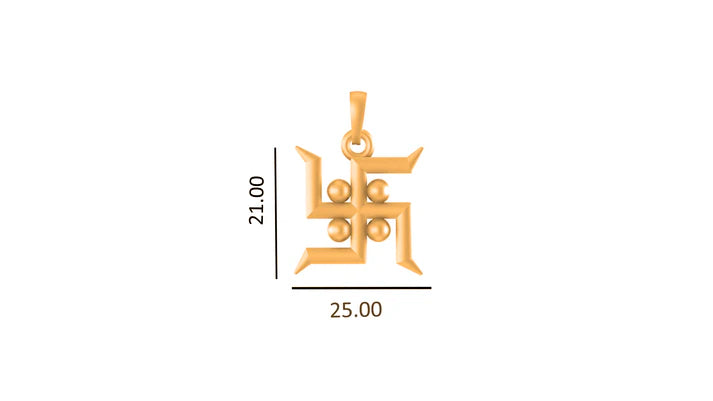 22 CT Gold Plated Silver (92.5% purity) Spiritual Swastik Symbol Pendant for Men and Women