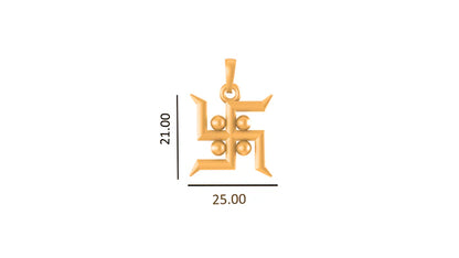 22 CT Gold Plated Silver (92.5% purity) Spiritual Swastik Symbol Pendant for Men and Women