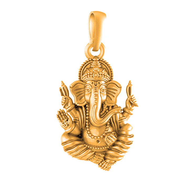 22 CT Gold Plated Silver (92.5% purity)God Ganesh Pendant for Men, Boys Girls and Women
