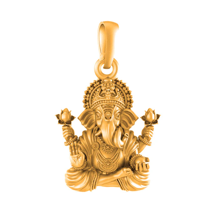 22 CT Gold Plated Silver (92.5% purity)God Ganesh Pendant for Men, Boys Girls and Women