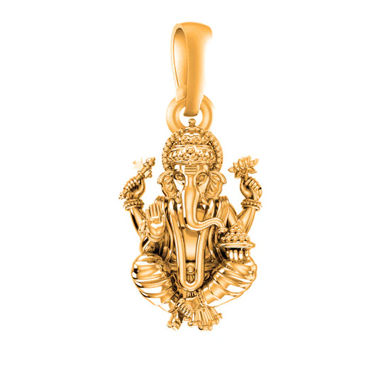 22 CT Gold Plated Silver (92.5% purity)God Ganesh Pendant for Men, Boys Girls and Women