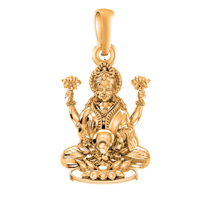 22 CT Gold Plated Silver (92.5% purity) Goddess Lakshmi Ji Pendant for Men and Women