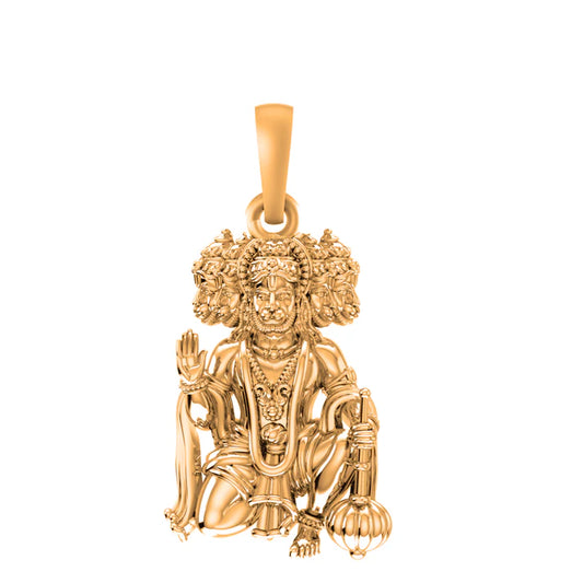 22 CT Gold Plated Silver (92.5% purity) God Panchmukhi Hanuman ji Pendant for Men