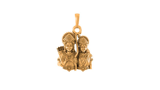 22 CT Gold Plated Silver (92.5% purity) God Ram and Maa Sita Pendant for Men and Women