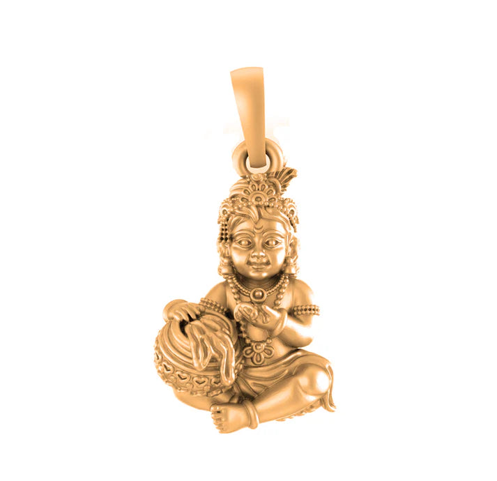 22 CT Gold Plated Silver (92.5% purity) God Kanha Laddu Gopal Pendant for Men and Women