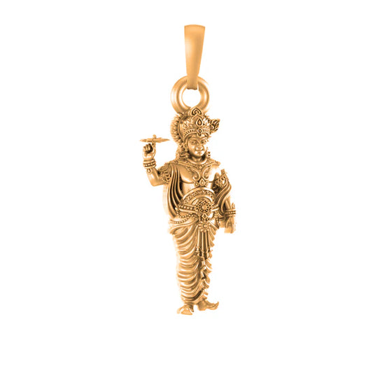 22 CT Gold Plated Silver (92.5% purity) God Krishna Pendant for Men and Women