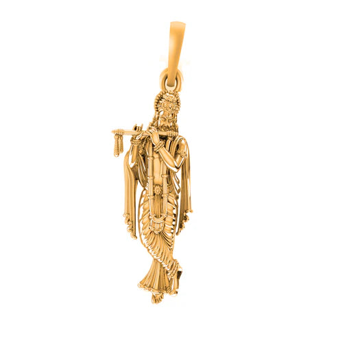 22 CT Gold Plated Silver (92.5% purity) God Krishna Pendant for Men and Women