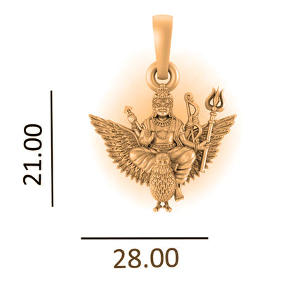 22 CT Gold Plated Silver (92.5% purity) God Shani Dev Pendant for Men and Women