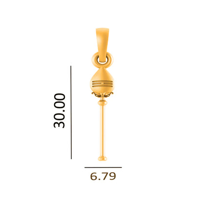 22 CT Gold Plated Silver (92.5% purity) Spiritual Divine Kartikeya Vel Pandel Pendant for Men and Women