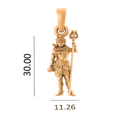 22 CT Gold Plated Silver (92.5% purity) God Shiva Pendant for Men and Women