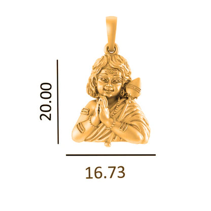 22 CT Gold Plated Silver (92.5% purity) God Kartikeya Pendant for Men and Women