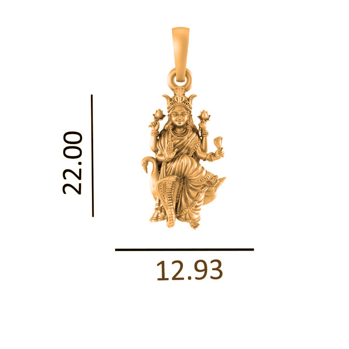 22 CT Gold Plated Silver (92.5% purity) Goddess Mansa Devi Pendant for Men and Women