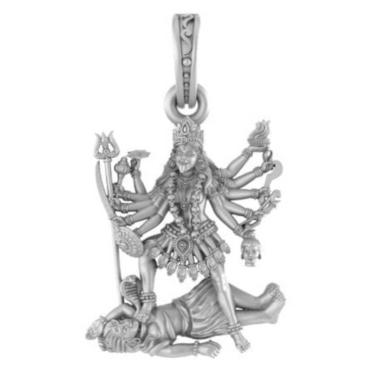 Sterling Silver 92.5 Goddess kali maa (Big Size) Pendant for Men & Women - Length: 27, Width: 21