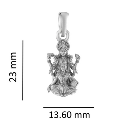 Blessings in Silver - Vishnu Luxmi Sacred Pendant 92.5% Pure God Vishnu Laxmi (Big Size) Pendant Locket for Men & Women