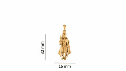 22 CT Gold Plated Silver (92.5% purity) God Kartikeya Pendant (Big Size) for Men and Women
