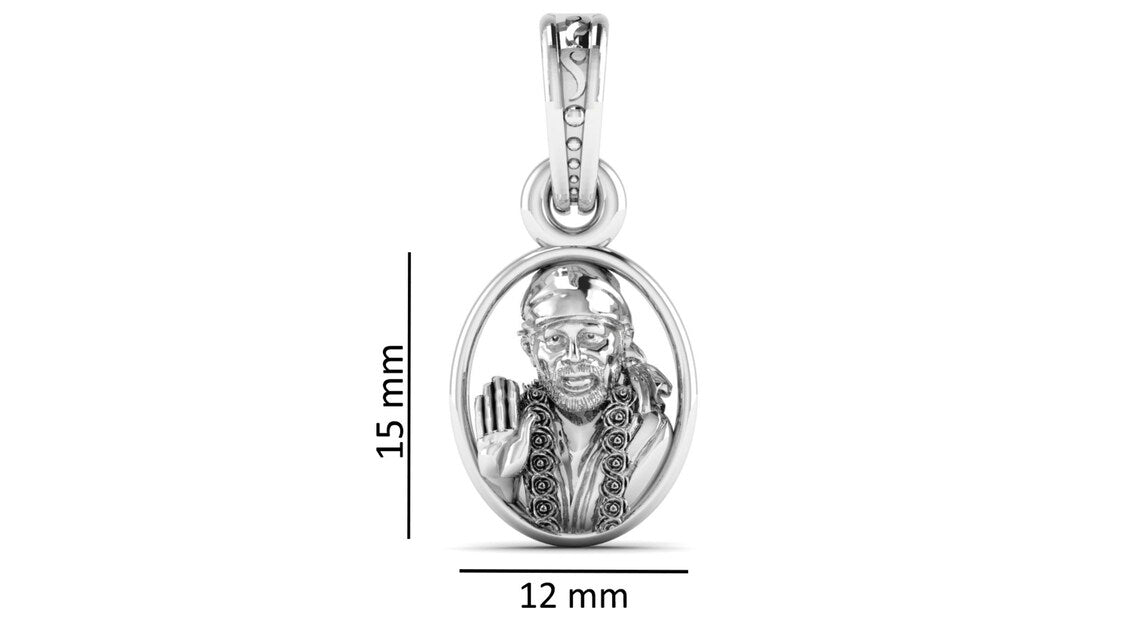 Sai Baba Pendant: A Sacred Blessing of Love and Peace (92.5% purity) Sai Ram Pendant for Men & Women Pure Silver Locket