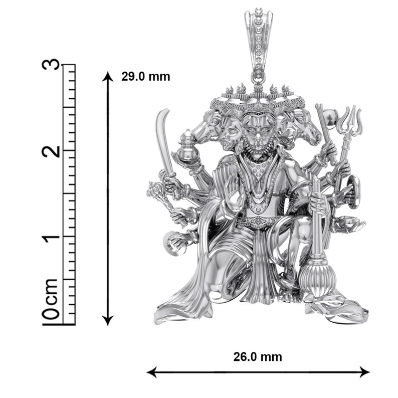 Sterling Silver (92.5% purity) PunchMukhi Pendant for Men & Women Pure Silver Locket