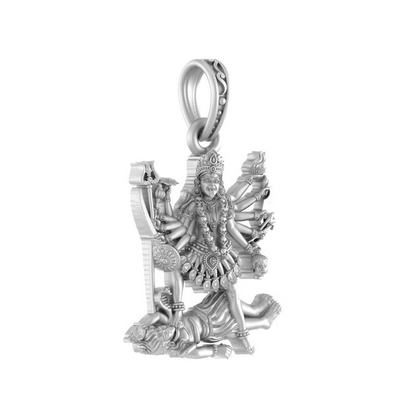 Sterling Silver 92.5 Goddess kali maa (Big Size) Pendant for Men & Women - Length: 27, Width: 21
