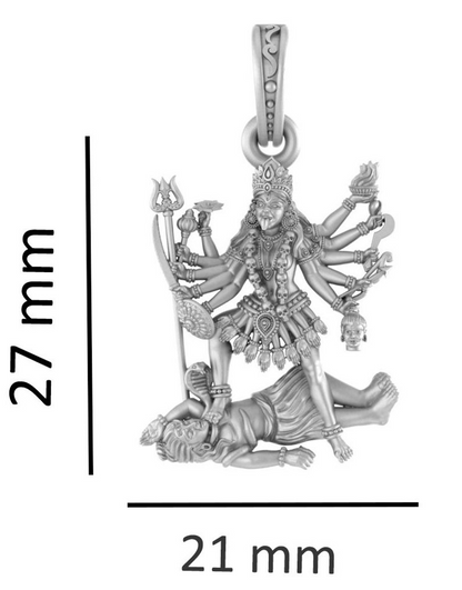 Sterling Silver 92.5 Goddess kali maa (Big Size) Pendant for Men & Women - Length: 27, Width: 21