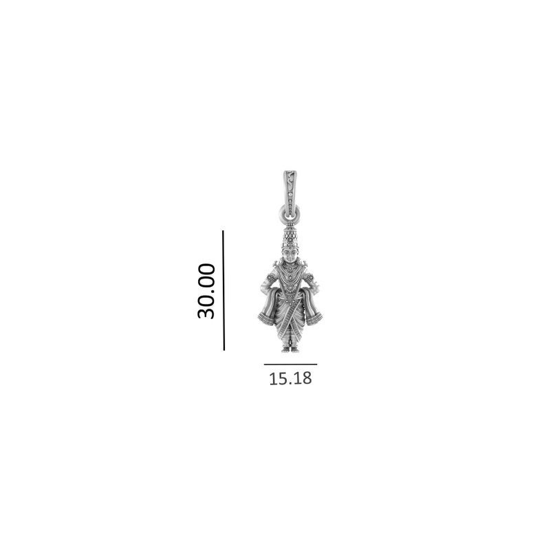 92.5% Pure Sterling Silver God Vitthal Pendant (Big Size) for Men & Women