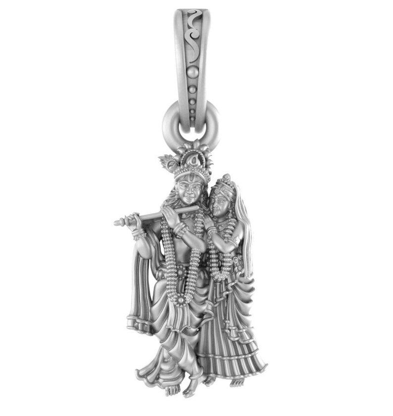 92.5% Pure Sterling Silver God Radha Krishna (Big Size) Pendant for Men & Women