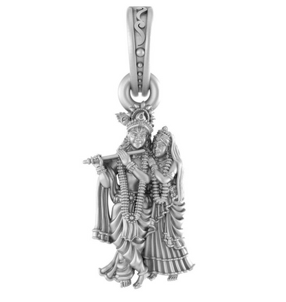92.5% Pure Sterling Silver God Radha Krishna (Big Size) Pendant for Men & Women