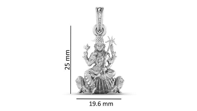 Sterling Silver (92.5% purity) Goddess Maa Kamakshii Pendant for Men & Women Pure Silver Lord Ma Kanchi Kamakshi Devi Locket Kanchipuram for Good Health & Wealth