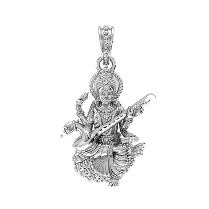 Sterling Silver (92.5% purity) Saraswati Pendant for Men & Women Pure Silver Locket