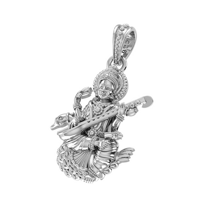 Sterling Silver (92.5% purity) Saraswati Pendant for Men & Women Pure Silver Locket