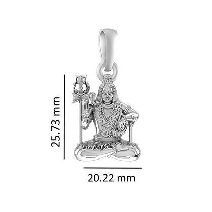 92.5% Pure Sterling Silver God Shiva Pendant (Big Size) for Men & Women