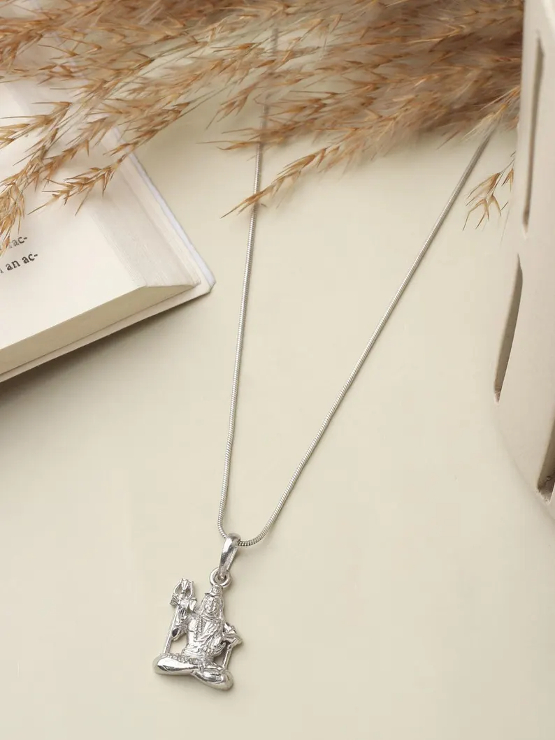 92.5% Pure Sterling Silver God Shiva Pendant (Big Size) for Men & Women
