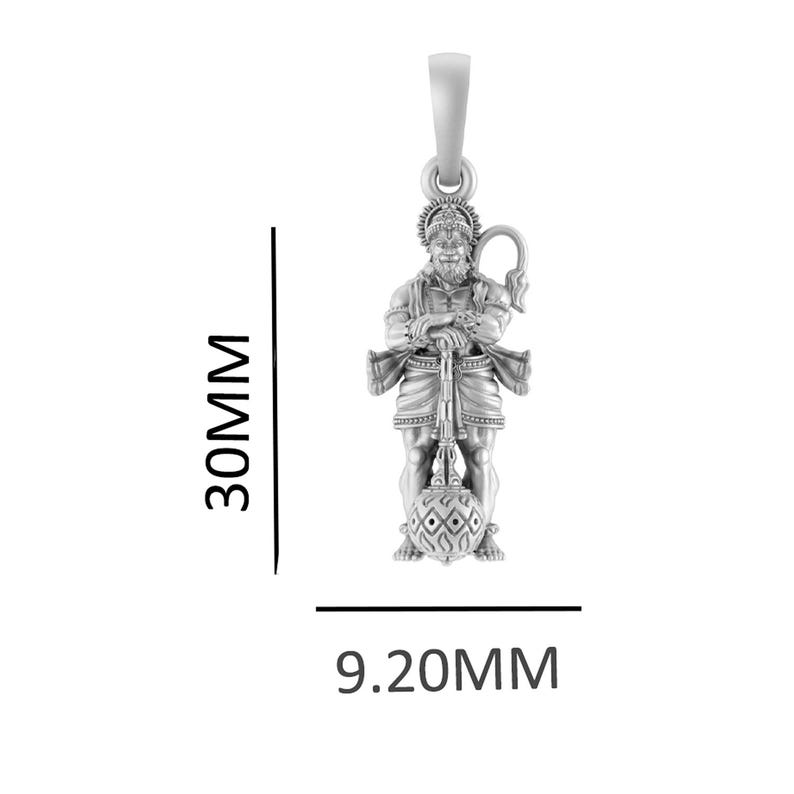 Hanuman Standing Pendant Protect, Empower, Inspire (92.5% purity) God Hanuman (Big Size) Pendant for Men Pure Silver Lord Bajrang Bali (Big Size) Locket for Good Health & Wealth - 1150