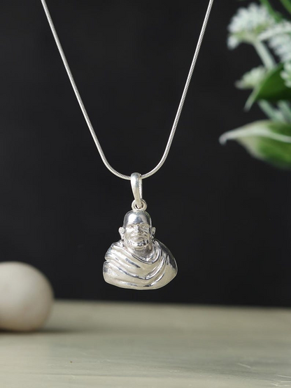 Sterling Silver (92.5% purity) Neem Karoli Baba Pendant for Men & Women Pure Silver Locket