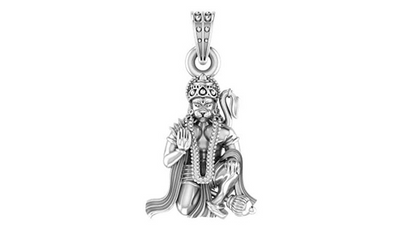 The Mighty Blessing: Hanuman Pendant for Peace and Power (92.5% purity) God Hanuman Pendant for Men & Women Pure Silver Lord Bajrang Bali Locket for Good Health & Wealth