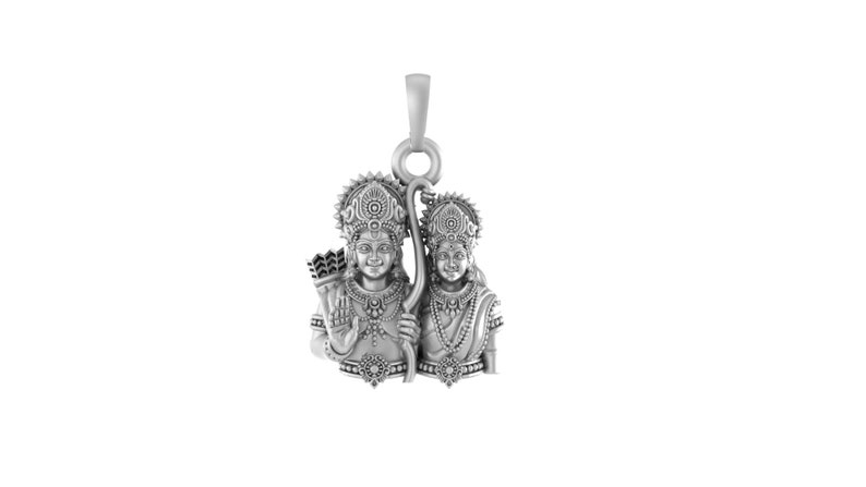 Sterling Silver (92.5% purity) Ram and Maa Sita Pendant for Men & Women Pure Silver Locket